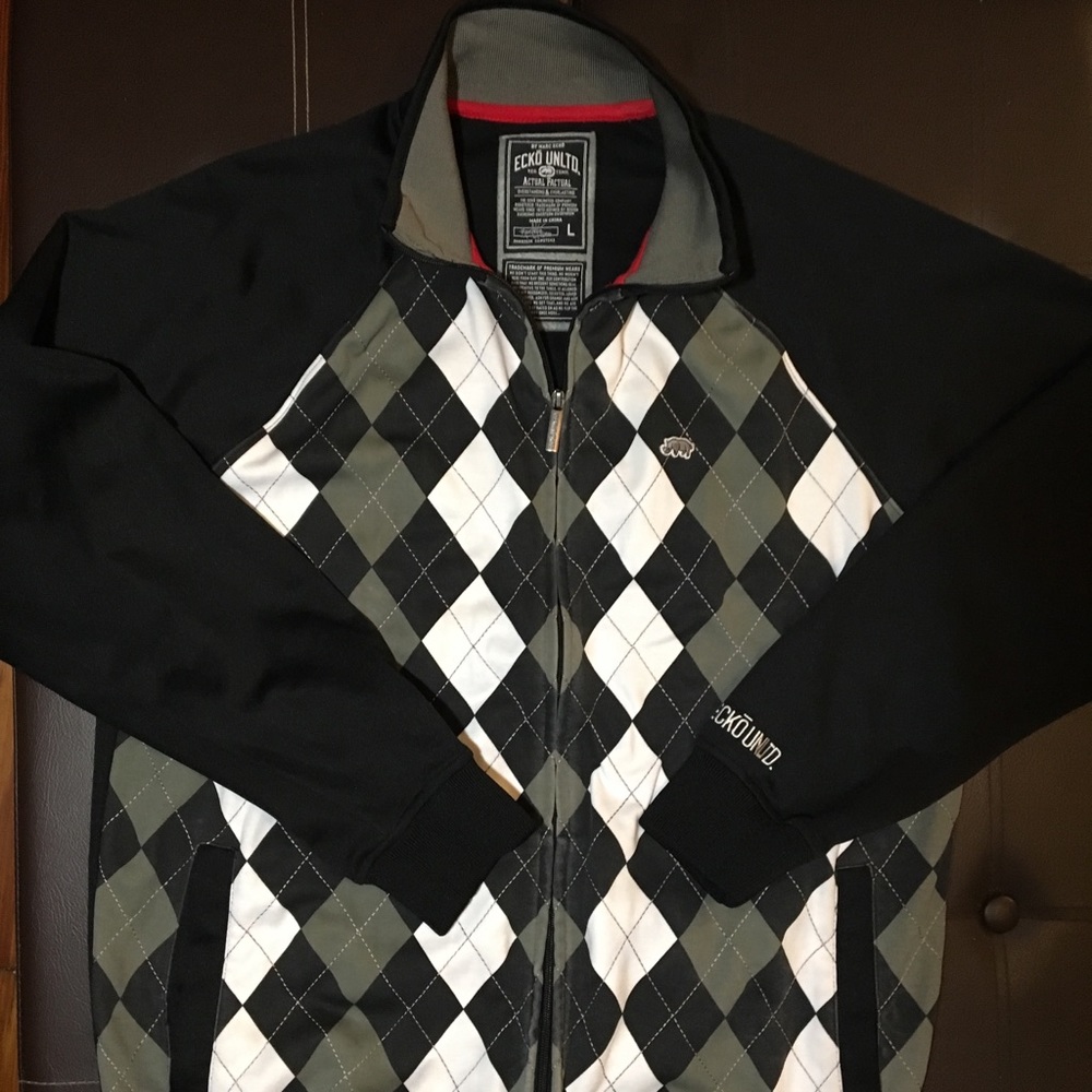 Marc Ecko Black & White Argyle Track Jacket